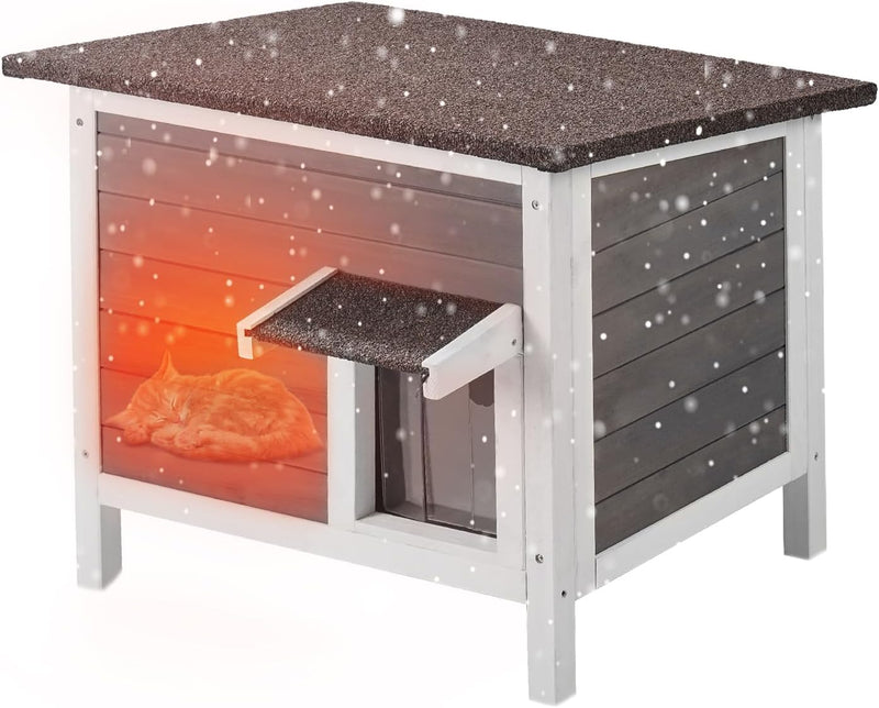 VEVOR Outdoor Cat House Weatherproof, Feral Cat Shelter for Multiple Cats, Outdoor Wooden Cat Rabbit House with All-Roun