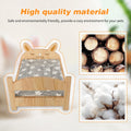 Large Wooden Rabbit Bed, 2-in-1 Bunny Bed with Gray Star Mat