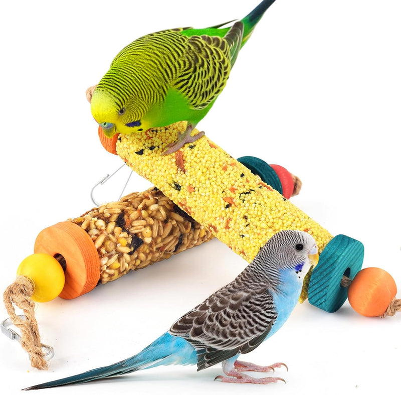 KATUMO 2PCS Bird Treats, Natural Parrots Sticks for Lovebird Conure Canary
