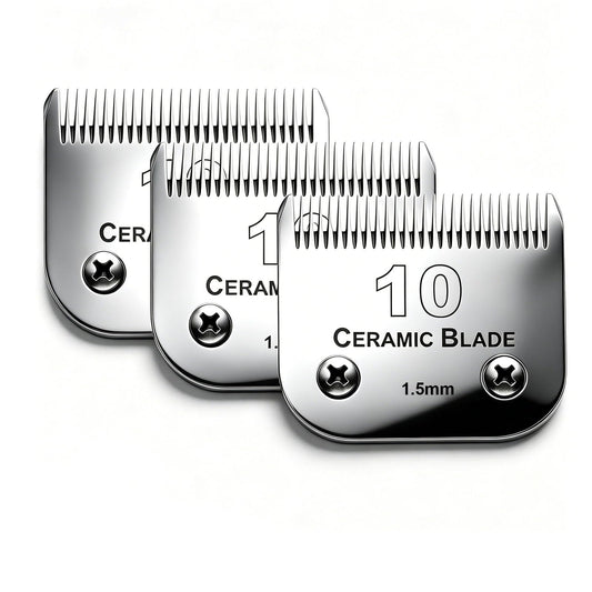 3 Pack 10 Blade Dog Grooming Blades Compatible with Andis Clippers/Oster A5/Wahl KM,Detachable Stainless Steel Blade,Size-10, 1/16-Inch Cut Length