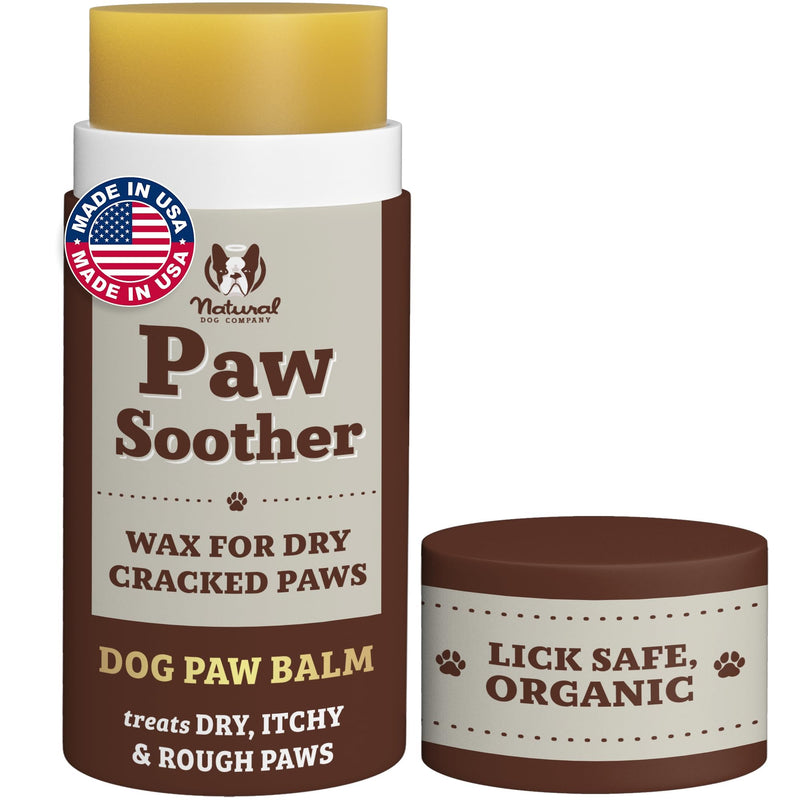 Natural Dog Company Paw Soother Balm & Wax - Dog Paw Balm & Moisturizer for Dry, Cracked Paw Pads, Helps Moisturize & Condition Worn Paws, Coconut Oil & Calendula, Daily Paw Care, 2 oz Stick