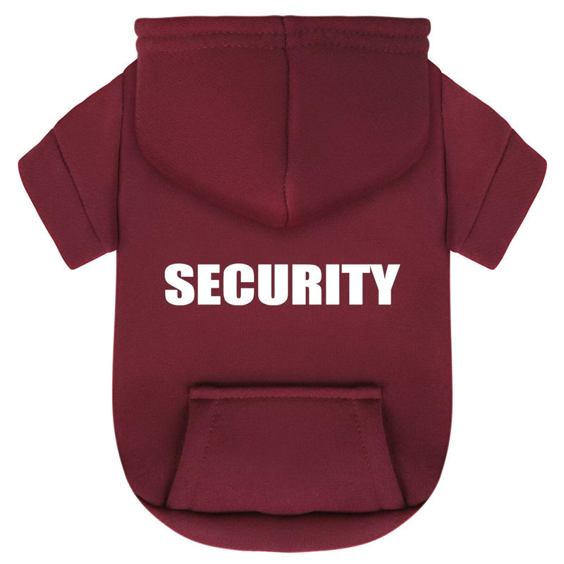 Paiaite Wine Red Chihuahua Dog Hoodie: Warm and Stylish with a 'Security' Printed Sweatshirt, Cold Weather Pet Clothes, and Sweater Coat All in One - Perfect for Winter and Cool Summer Nights! XS