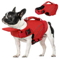 Queenmore Small Dog Life Jacket with Reflective Stripes, Adjustable Life Jacket for Small Dogs, Puppy Swimming Vest High Flotation, Pet Life Jacket with Front Neck Float (Red,S)