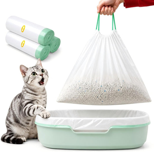 FortiCrest Thickened Cat Litter Box Liner Bag, 30 Count 37"×18" Jumbo Size, Extra Thick Leakproof, Tear-Resistant, Heavy Duty Enhanced Load-Bearing Strength, Ideal for Multi-Cat Family Cat Litter Bags