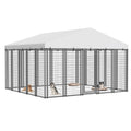Ironovacage 10x10ft Large Outdoor Dog Kennel,Heavy Duty Galvanized Steel Enclosure with Waterproof Roof & Secure Lock for Giant Breed Dogs