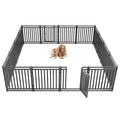 Petorldog Dog Fence Outdoor for Yard Indoor Dog Playpen 32" Height 16 Panels Portable Dog Pen Metal Dog Kennel for RV Camping(Black-Silver)