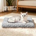4 Pack Cat Bed Mat, 19" x 13" Soft Fluffy Flannel Small Pet Blanket, Washable Sleeping Pad for Indoor Cats, Kittens, Puppies, Star Print - Grey