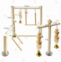 Hamiledyi Natural Wood Bird Play Gym for Small Birds, Parakeet Cockatiel Playstand with Perch, Ladder & Swing Toys for Cage Top(Style B)