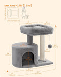 Feandrea Cat Tree, Small Cat Tower with Sisal Scratching Post, Plush Condo with Padded Perch, for Small Spaces, Kittens, Light Gray UPCT50W
