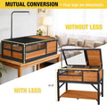 Aivituvin Tortoise Habitat Turtle Enclosure, Wooden Tortoise House Reptile Cage for Small Animals, Reptile Tank with Lar