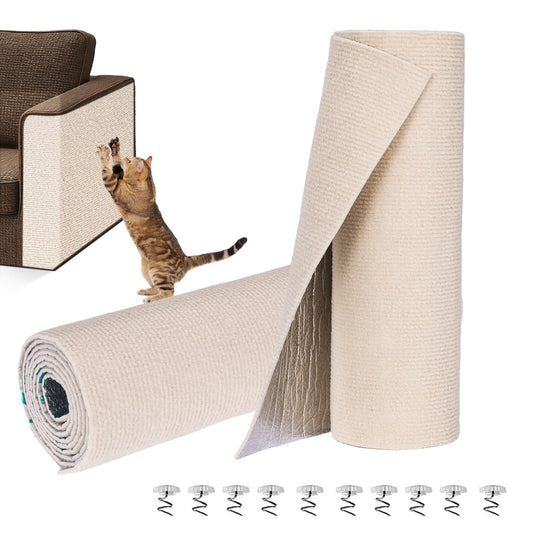 Vuesill Cat Scratch Furniture Protector, DIY Cat Scratching Mat for Couch, Sofa, Wall,Cat Post,Cat Tree Durable Furniture Guards Couch Scratcher from Cats Claws Scratching for Indoor(39.4x15.8 Beige)