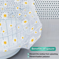 DECKALY Bird Cage Seed Catcher, Seed Catcher Guard Net Cover, Parrot Nylon Mesh Net Cover, Universal Soft Airy Cage Net Stretchy Skirt for Round Square Cages (Daisy-White, 15.7" x87")