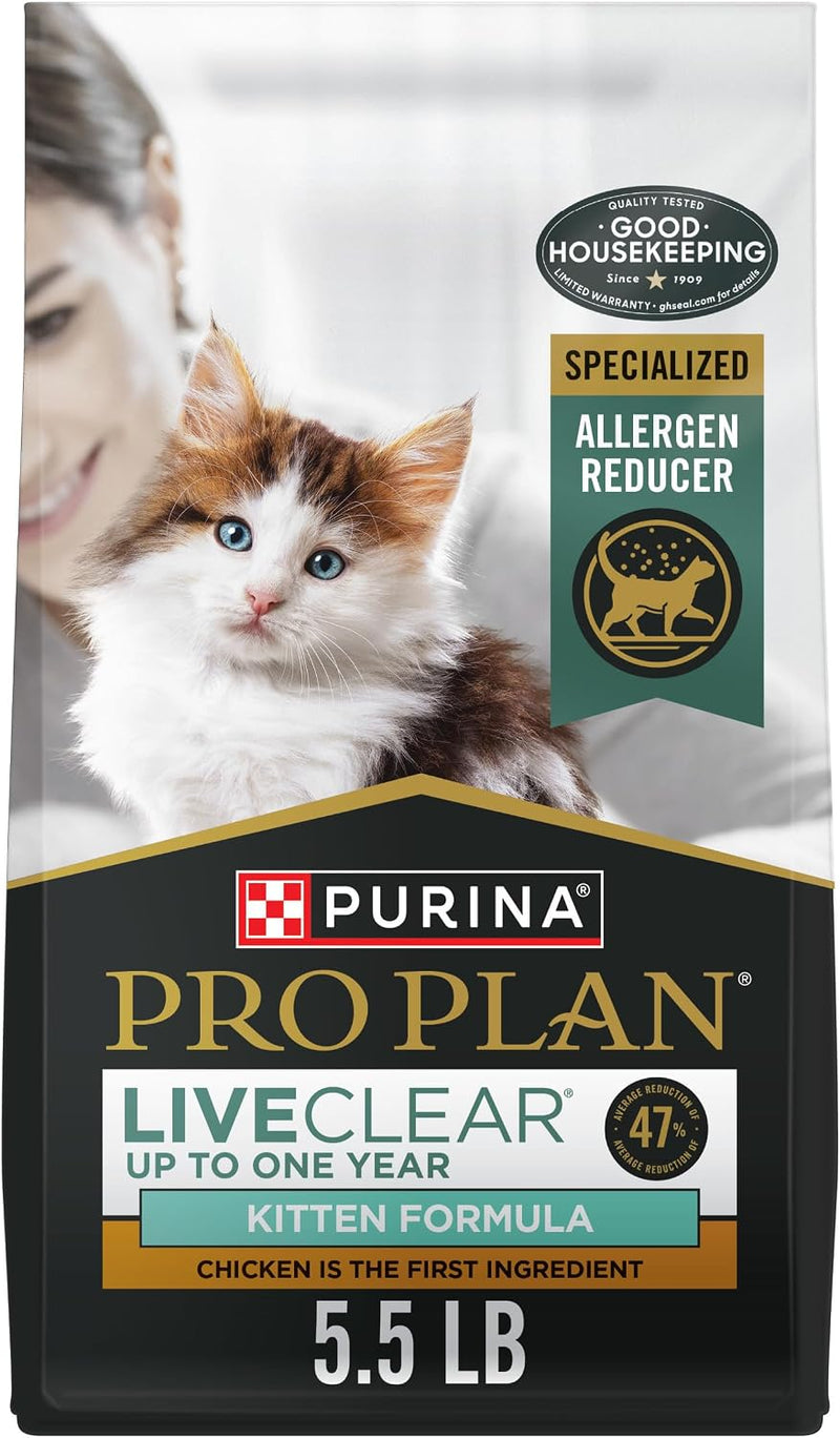 Purina Pro Plan LiveClear Dry Kitten Food, Chicken & Rice, 5.5 lb Bag