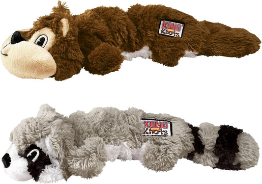 KONG Scrunch Knots 2 Pack Dog Toy – Stuffing-Free Plush with Internal Knotted Ropes & Squeaker – Durable Tug & Chew Toy