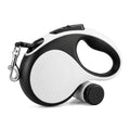 TailyWags Retractable Dog Leash 26FT for Large Dogs up to 110lbs, Extra Long Strong Nylon Tape, 360° Tangle-Free, One-Handed Brake&Lock, with Poop Bag Dispenser, Ergonomic Anti-Slip Handle (White)