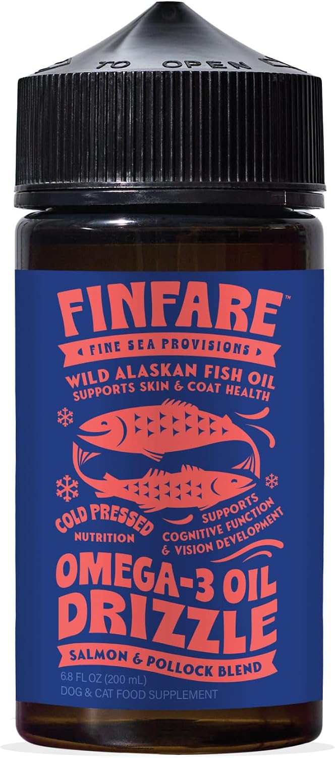 Finfare Omega-3 Fish Oil for Dogs & Cats, Skin & Coat Support, 6.8 fl oz