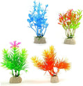 COMSUN 10 Pack Artificial Aquarium Plants, Small Size 4 to 4.5 inch Approximate Height Fish Tank Decorations Home Décor 