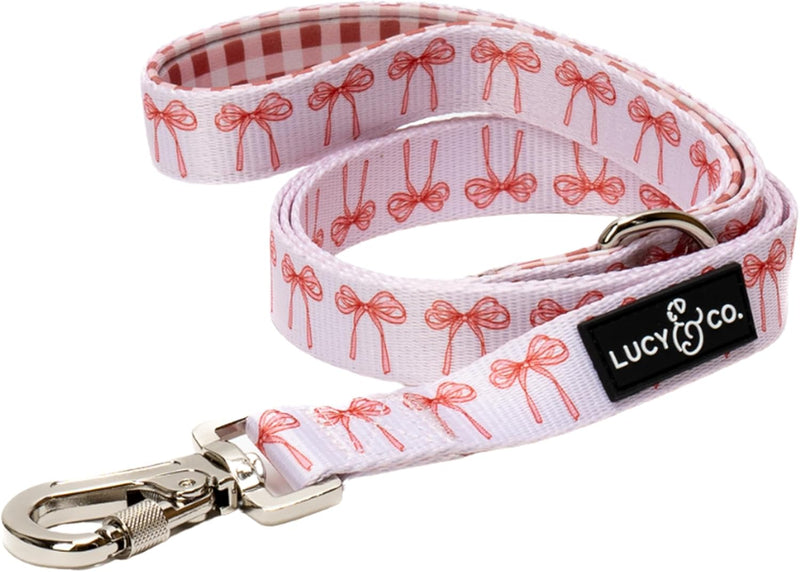 Lucy & Co. Designer Dog Leash - Pet Accessories - Thick Dog Leash - Padded Handle for Comfort - Ballet Bows - 5 Foot (Wh