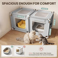 2-in-1 Cat Playpen Indoor Enclosure with Litter Areas 47"x24"x24"