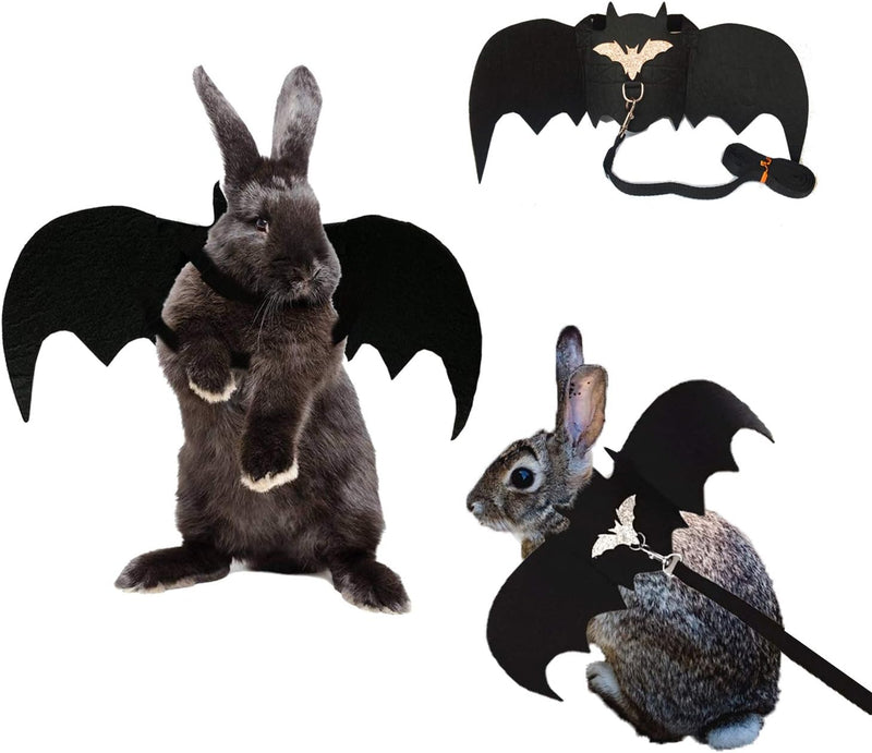 Halloween Harness Leash Costume Rabbit Bat Wings Apparel for Rabbits, Puppies, and Small Cats
