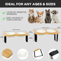 LEAWALK Upgraded Adjustable Height Cat Food Bowls Stand Ceramic Dog Bowls and Slow Feeder Cat Bowl, 15°Tilted Stand Anti Vomiting Raised for Small and Medium Sized Cats Dogs (Creamy White)