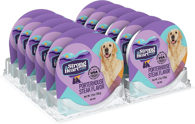 A Strong Heart Porterhouse Steak Flavor Dog Food Cups, 3.5oz, 12-Pk