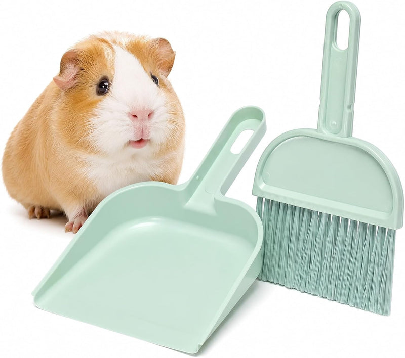 Cage Cleaner for Guinea Pigs Mint Green Mini Dustpan and Brush Set for Chinchilla/Hamster/Bunny Small Animals Waste Clea