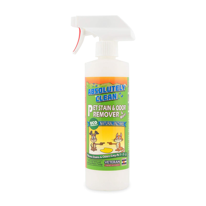 Absolutely Clean Amazing Pet Odor Eliminator for Home, Professional Strength: Natural Enzymes Remove Most Stains in 60 Seconds -Dog/Cat Urine, Vomit, Bile, Feces, Grass, Blood, Drool, More -USA Made