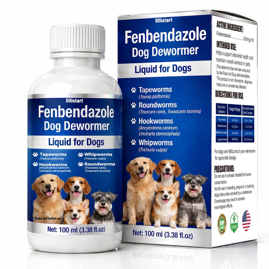 Dewormer for Dog, Fenbendazole Liquid Dog Dewormer, Broad Spectrum for All wormer, Tapeworms, Roundworms, Hookworms, Whipworms, 4 oz