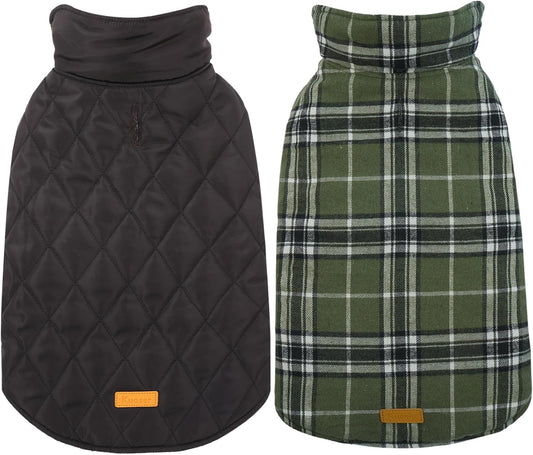 Kuoser Waterproof Dog Coat, Warm Reversible Dog Jacket with Leash Hole