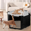 Elevated Cat Hammock Bed with Privacy Fence, Portable Raised Dog Cat Bed, Breathable Mesh & Anti-Slip Feet for Indoor Ou