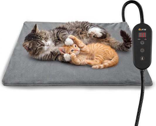 PETNF Outdoor Heated Pet Pad with Adjustable Temperature Control Box, Waterproof Heating Mat with Chew-Resistant Cord & 