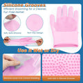 MIYIJHY 7-Piece Pet Grooming Kit with Storage Bag | Portable Bathing Set for Dogs & Cats | Includes Silicone Gloves, Deshedding Brushes & Finger Toothbrushes | All-in-One Pet Care (Pink)