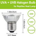 UVB UVA Reptile Light Bulb 25W Bulb for Reptiles and Amphibians Tanks, Turtle Bearded Dragon Lizard Cages Frogs Heat Lam