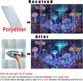 48X18IN Blacklight Mushroom Jellyfish Aquarium Background UV Reactive Background Starry Sky Terrarium Background with 10
