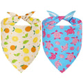 Agroon Summer Dog Bandanas Large 2PCS, 4 Pattern Blue Pink Yellow Scarf for Boy and Girl, Triangle Reversible Bibs Breed for Puppy Cats Pets