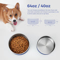 WENBOKMIN Dog Bowl, Stainless Steel Food and Water Bowl, 40oz, Blue | Non Slip Quiet Bottom, Easy to Clean, Dishwasher S