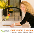 OVESD 30PCS Bird Cage Liners - 13.8x13.8 Inch Leak-Proof Disposable Tray Pads for Parrots, Parakeets, Cockatiels, Lovebirds | Easy-Clean Cage Bottom Paper | Customizable Size