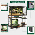 Reptile Tank Stand with Power Outlets，48" X 24" Tabletop Fits up to 120 Gallon Bearded Dragon Enclosure Stand，Double Sna