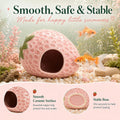 Mechpia Ceramic Aquarium Cave Decor, Strawberry Betta Fish Hideout with Ice Crackle Glaze, Fish Tank Cave Ornament for S