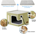 ZOMISIA Heated Cat House Bed for Indoor Cats, Cat Hideway Cube for Sleeping