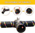 SweetBin 4 Way Large Cat Tunnels for Indoor Cats - 10" Diameter & 47" Long Play Tunnel Toy - Cat Tube with Play Ball & Mouse Toy - Interactive Peephole (Black)