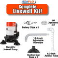 SEAFLO 10 Series Portable Livewell Aerator Kit - 12V, 350 GPH, Adjustable Hosepipe, Submersible, Corrosion-Resistant, Ef
