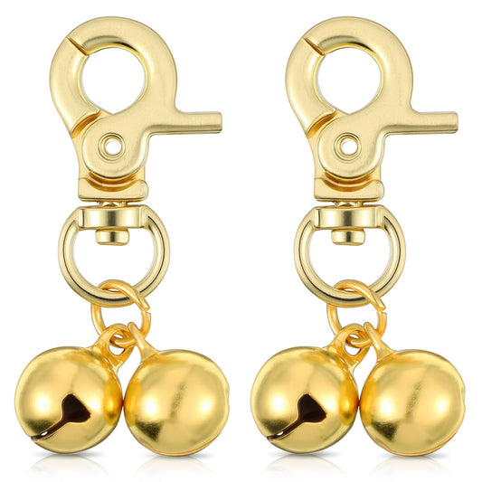 Psiriol 2Pcs Gold Bells for Dog Collars, Extra Loud Collar Bell, Cat Bell for Pet Collar, Training Collar Charm with Heavy Duty Snap Clips, Pet Pendant Accessories for Pet Tracking Anti Lost Training