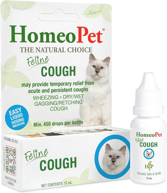 HomeoPet Feline Cough, Natural Cough Supplement for Cats, 15 Milliliters