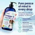 Wild Omega 3 Fish Oil for Dogs - Dog Fish Oil Liquid to Reduce Shedding & Itching - Supports Joints, Brain, and Heart He