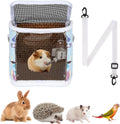Guinea Pig Carrier Bag with Water Bottle，Travel Portable Small Animal Carrier Sling Pouch, Clear Window Carrier Backpack