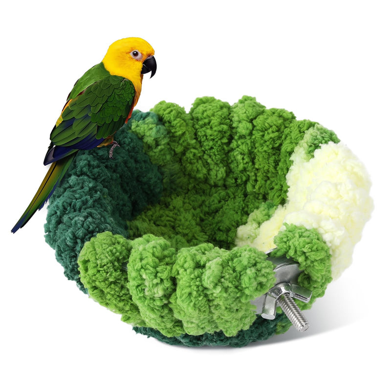Admaison Bird Nest for Cage,Plush Hanging Bird Bed for Parakeet,Breeding Bird House for Conure,Budgie,Cockatiel,Lovebird,Canary,Finch,Hamster,Small Pets,Warm Nest (Green, S)