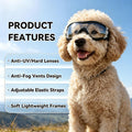 NAMSAN Clear Dog Goggles for Medium to Large Dogs, UV Protection Dog Sunglasses Large Breed, Driving Glasses for Dogs Stick Head Out Car Window, Windproof Dustproof, Adjustable, Transparent