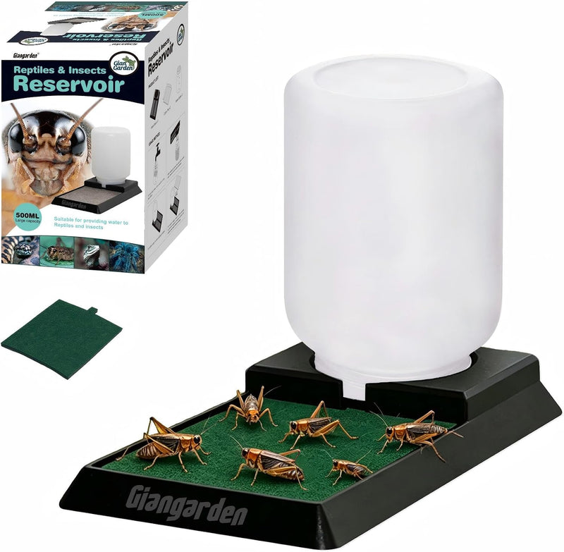 500ml Cricket Reptiles Water Feeder Reservoir Keeper, 2-in-1 Automatic Water Dispenser with Unique Sponge Pad Design for